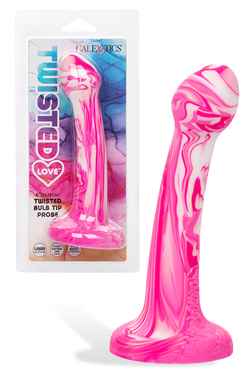 California Exotic Twisted Bulb Tip Probe 6" Marbled Silicone Dildo