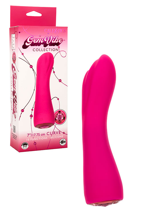 California Exotic Curve 7&quot; Silicone G Spot Vibrator with Gem Base