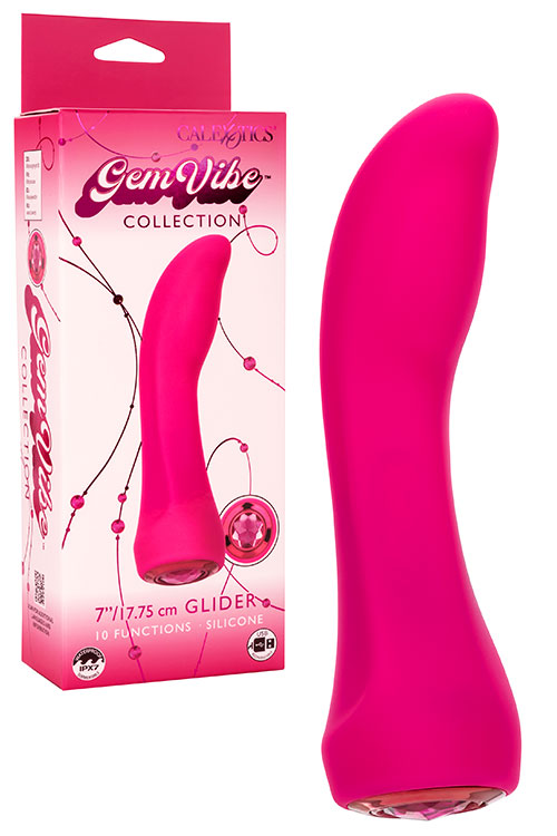 California Exotic Glider 7&quot; Silicone G Spot Vibrator with Gem Shaped Base