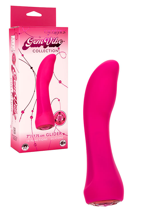 California Exotic Glider 7&quot; Silicone G Spot Vibrator with Gem Shaped Base