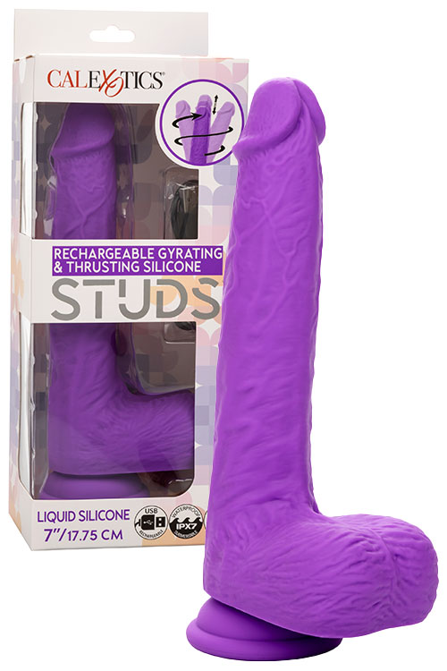 California Exotic Silicone Studs 9.5&quot; Gyrating & Thrusting Realistic Dildo with Suction Cup