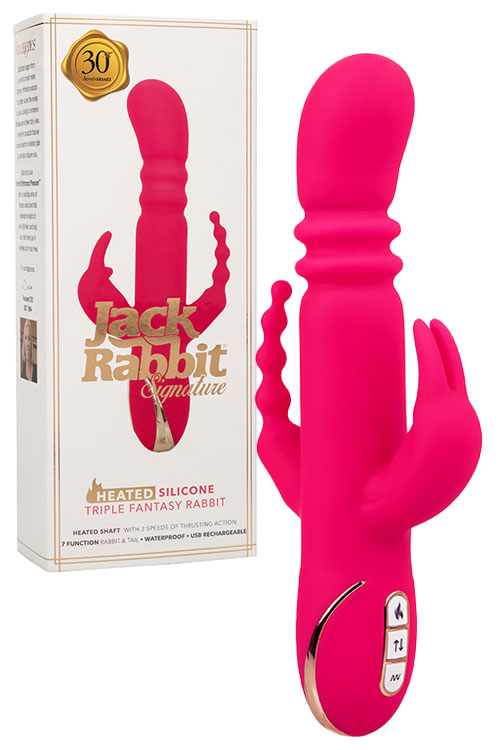 California Exotic Jack Rabbit Triple Fantasy 9.5&quot; Heated Rabbit Vibrator