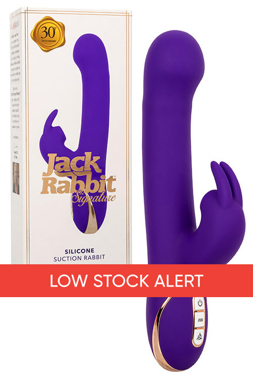 California Exotic Jack Rabbit Silicone Suction 9&quot; Signature Rabbit Vibrator with Suction & Clitoral Teaser