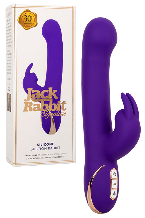 California Exotic Jack Rabbit Silicone Suction 9&quot; Signature Rabbit Vibrator with Suction & Clitoral Teaser