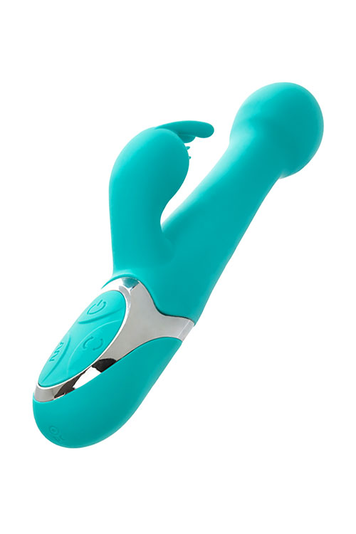 California Exotic Oscillate 9.75&quot; Thrusting Rotating Rabbit Vibrator with Fluttering Clitoral Teaser