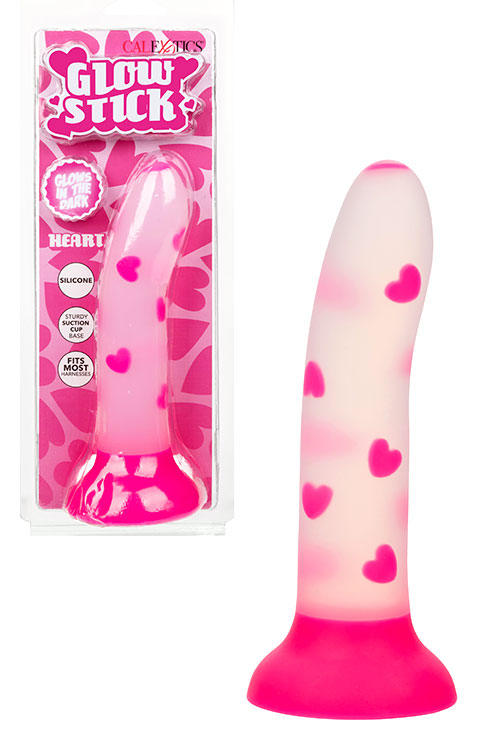 California Exotic Glow Stick Heart 6&quot; Dildo with Decorative Heart Patterns