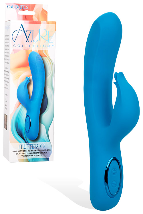 California Exotic Flutter G 9&quot; Silicone Rabbit Vibrator with Flicking Clitoral Teaser