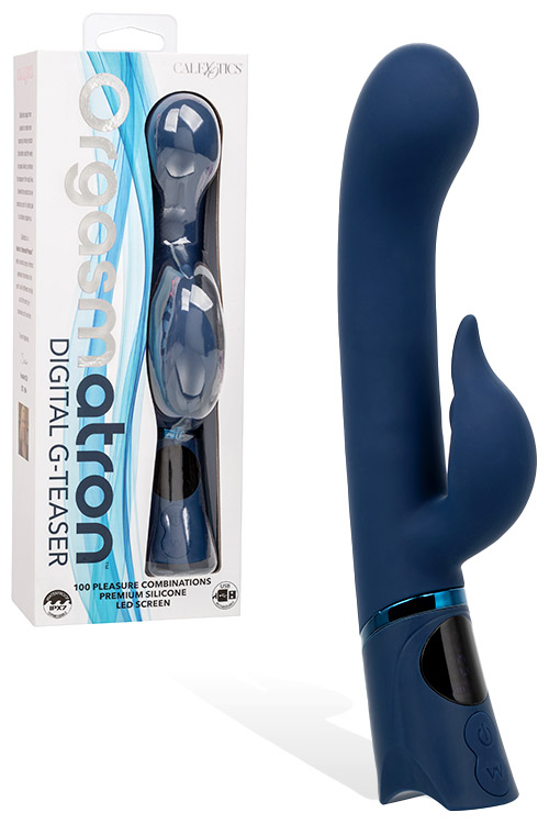 California Exotic Digital G Teaser 8.75&quot; Silicone Rabbit Vibrator with Digital Display & Flicking Clitoral Teaser