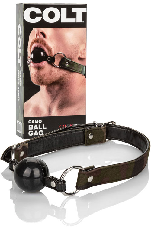 Silicone Ball Gag with Camouflage & Vegan Leather Straps
