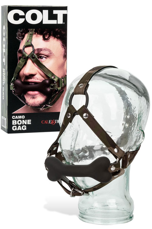 Silicone Bone Gag with Camouflage Headwear