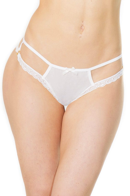 Coquette Daily Hustle White Cut Out Thong