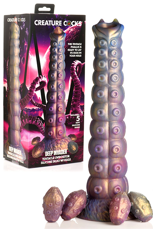 Creature Cocks Deep Invader 9&quot; Silicone Tentacle Ovipositor Dildo with Eggs