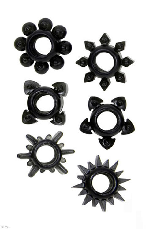 Black Cock Rings (Set of 6)