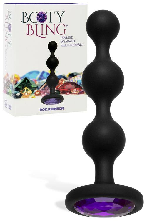 Doc Johnson 4&quot; Wearable Silicone Anal Beads with Crystal Base