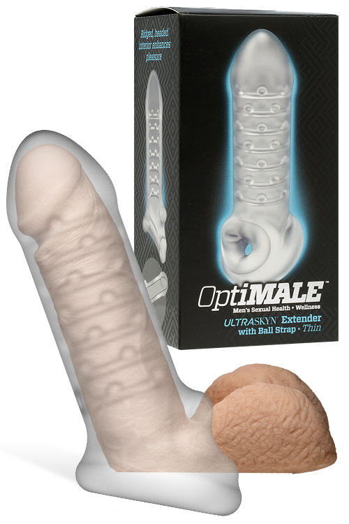 Doc Johnson Thin 6&quot; Textured Penis Extension with Ball Strap