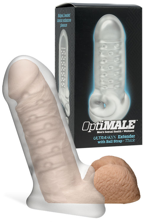 Thick 6" Textured Penis Extension with Ball Strap