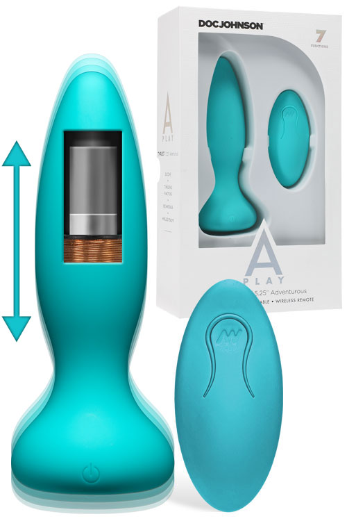 Doc Johnson A-Play Adventurous 5.25&quot; Thrusting Butt Plug With Remote