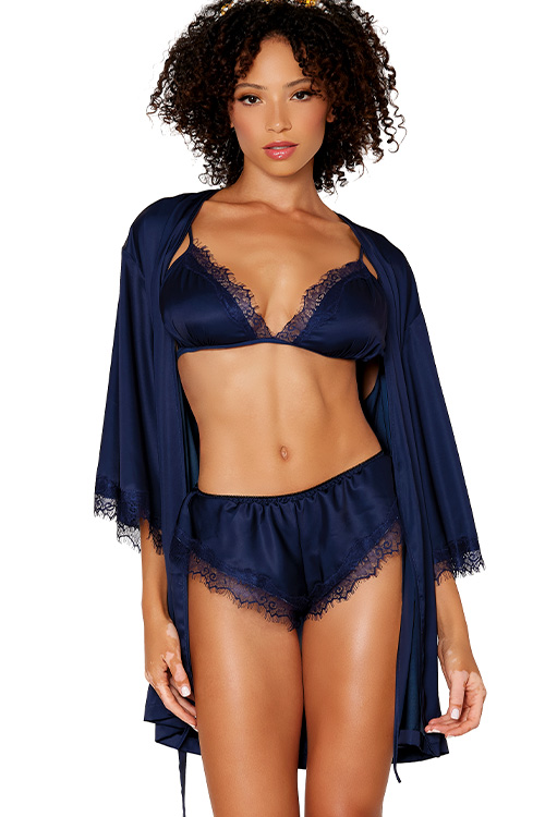Dreamgirl Wanderlust 3 Piece Bralette Set with Robe by Dreamgirl