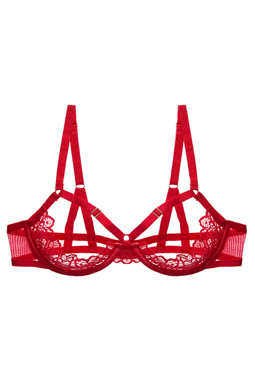 Dita Von Teese Von Follies Madame XXX Red Quarter Cup Bra