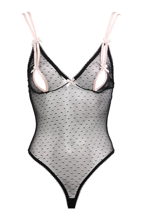 Dita Von Teese Von Follies Coquine Black Mesh Bodysuit with Cut Out Detailing