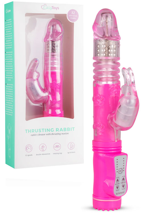 Thrusting & Rotating Beaded 9.8" Rabbit Vibrator