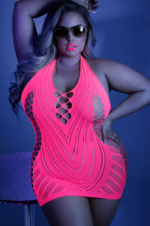 Fantasy Lingerie Neon Nights Fishnet Bodystocking Dress