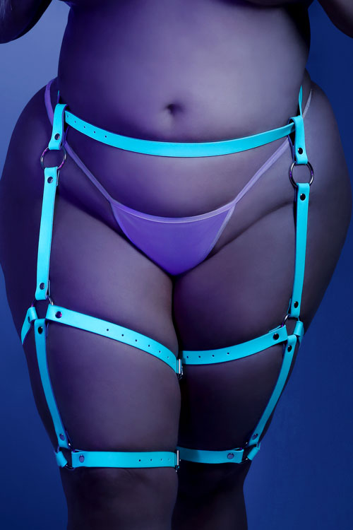 Fantasy Lingerie Neon Nights - Light Blue Leg Harness