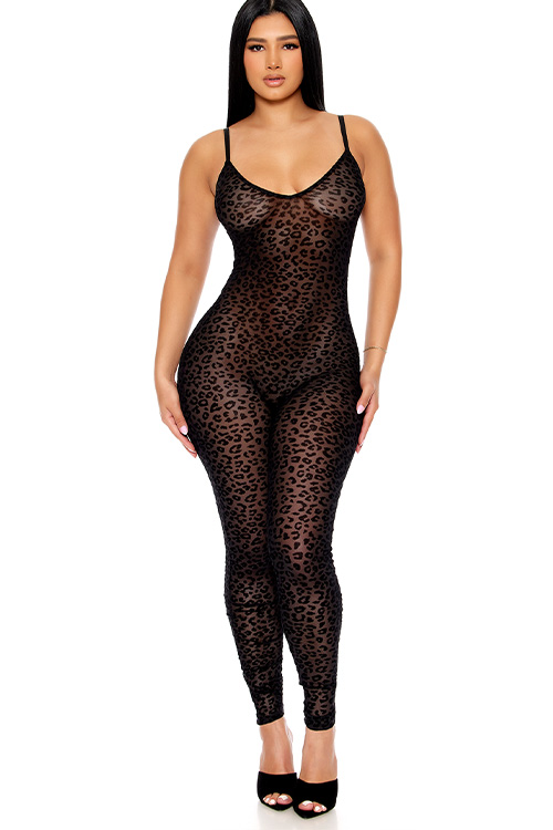 Spot On Sleeveless Leopard Print Jumpsuit