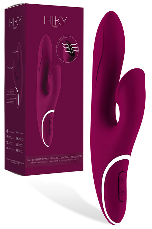 HIKY 9&quot; Silicone Rabbit Vibrator with Clitoral Suction