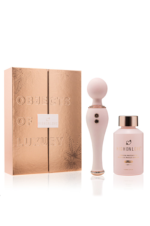 High On Love Objects Of Luxury - 2 Piece Intimate Gift Set with Hemp Seed Oil & Wand Massager
