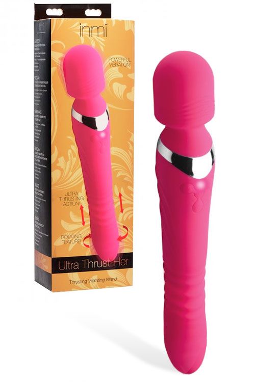 Inmi 10.75&quot; Thrusting Vibrating Double Ended Silicone Wand