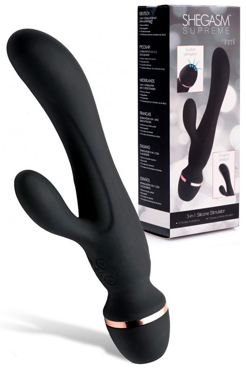 Inmi 8.75&quot; 3-In-1 Rabbit Vibrator with Clitoral Suction