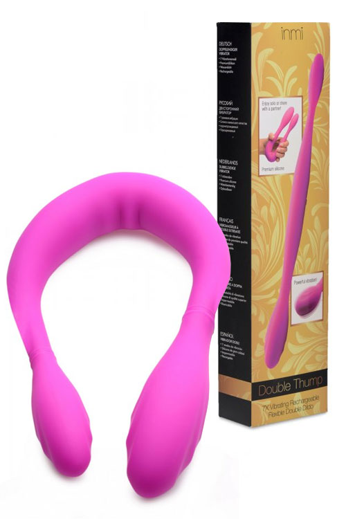 Inmi Double Thump 14.5&quot; Vibrating Dual Ended Dong
