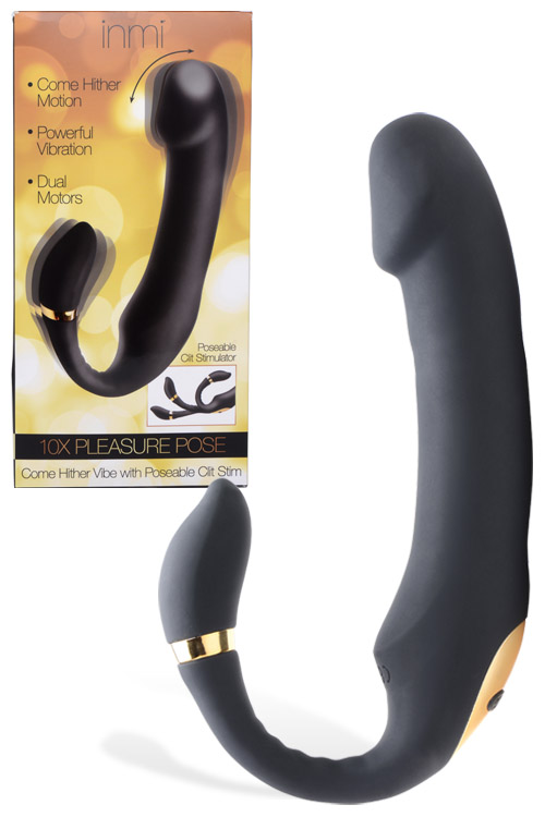 7.4" Come-Hither Vibrator With Poseable Clitoral Stimulator