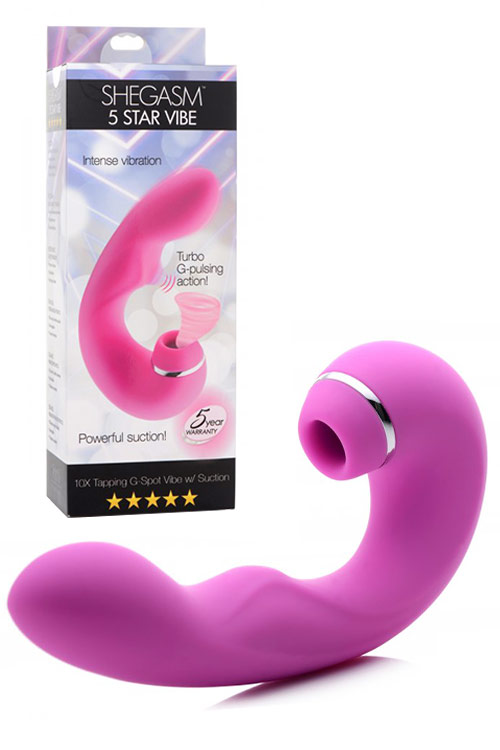 Shegasm 5 Star 6.3" Tapping G Spot Vibrator with Clitoral Suction