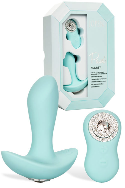 Audrey Vibrating 3.8" Butt Plug with Crystal Base & Remote