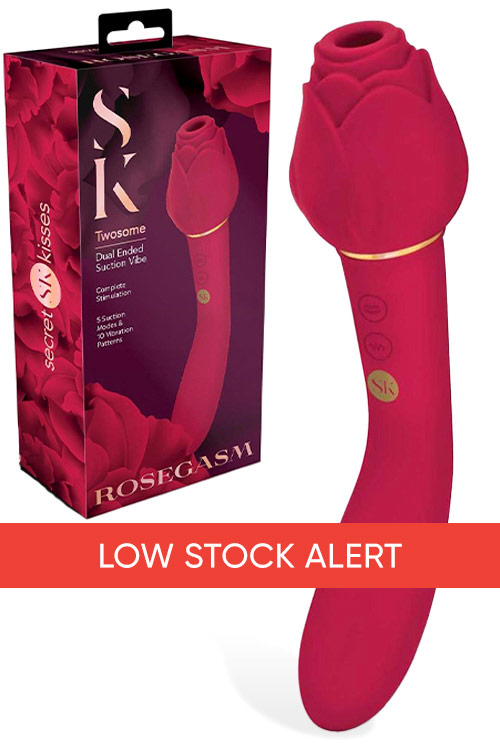 Secret Kisses Rosegasm Twosome 8&quot; Air Suction Clitoral Stimulator & G Spot Vibrator