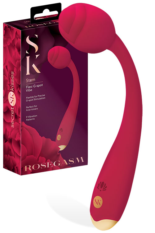 Secret Kisses Rosegasm Stem 8.25&quot; Flexible G Spot Vibrator