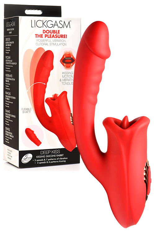 Lickgasm Deep Kiss 9.4&quot; Kissing & Licking Silicone Rabbit Vibrator