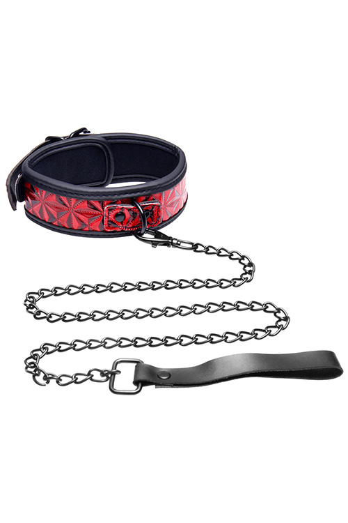 MS- Crimson Tied Leash And Collar Set