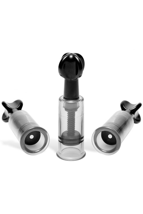Transparent Grey Nipple Stimulator Suction Cylinders (3 Pce)