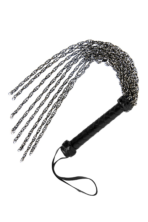 Master Series 20&quot; Gunmetal Chain Flogger with Leather Wrap Handle