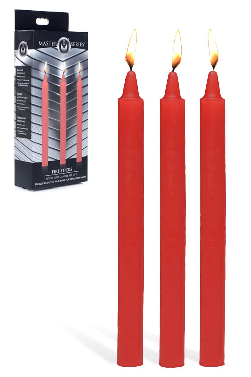 Master Series Fire Sticks 7&quot; Red Fetish Drip Candles Set