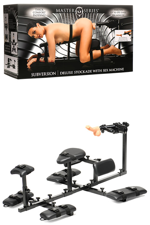 Master Series Subversion 55&quot; Deluxe Adjustable Stockade with Sex Machine