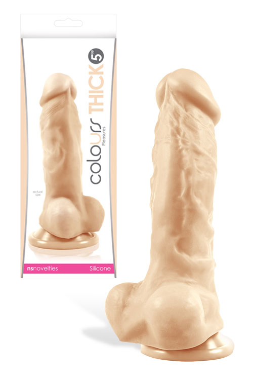 5" White Silicone Realistic Dong