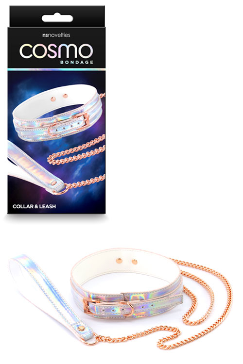 Cosmo Bondage Holographic Rainbow Collar & Leash