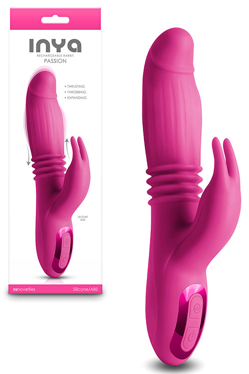 nsnovelties Passion 8.7&quot; Thrusting Rabbit Vibrator with Clitoral Stimulator