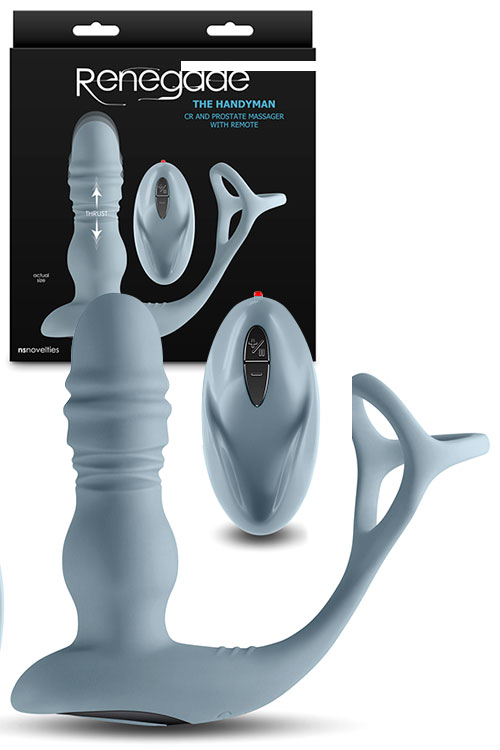 nsnovelties The Handyman 5.7&quot; Remote Controlled Thrusting Prostate Massager with Attached Cock Ring