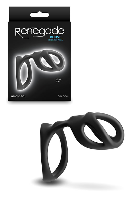 nsnovelties Renegade Boost 4.3&quot; Penis Harness with Cock Ring & Textured Sheath