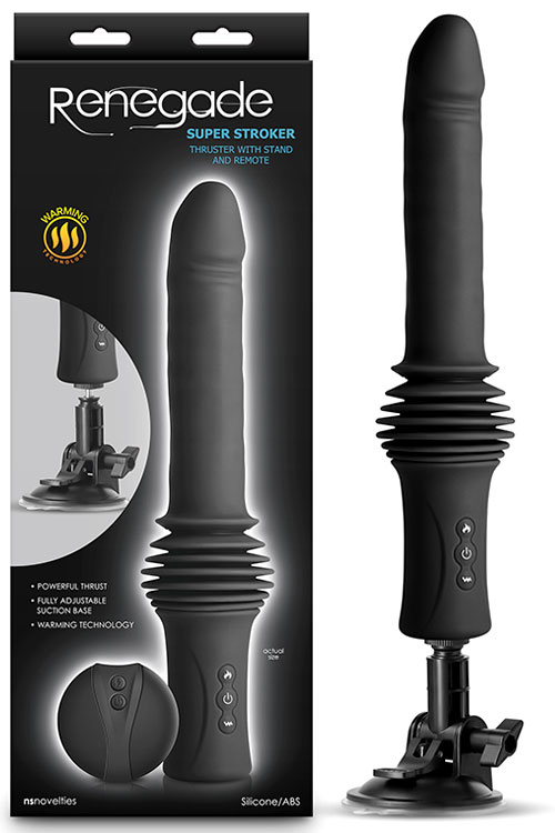 nsnovelties Super Stroker Remote Controlled 14.5&quot; Heated Thrusting Vibrator with Suction Cup Base